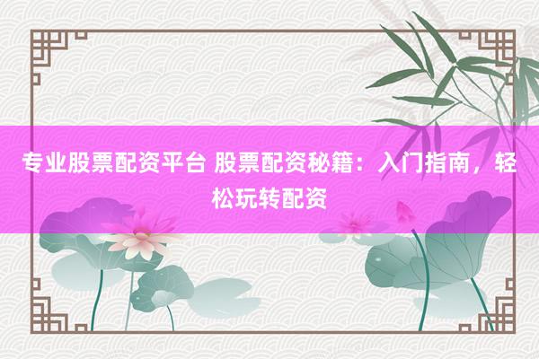 专业股票配资平台 股票配资秘籍：入门指南，轻松玩转配资